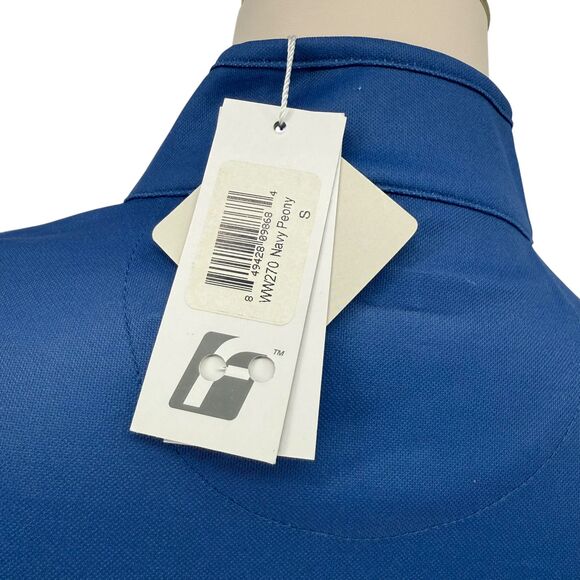 Fringe Golf Shirt Size SMALL Blue Peony Mock Neck 1/4 Zip Short Sleeve UPF 50+ - Picture 7 of 11